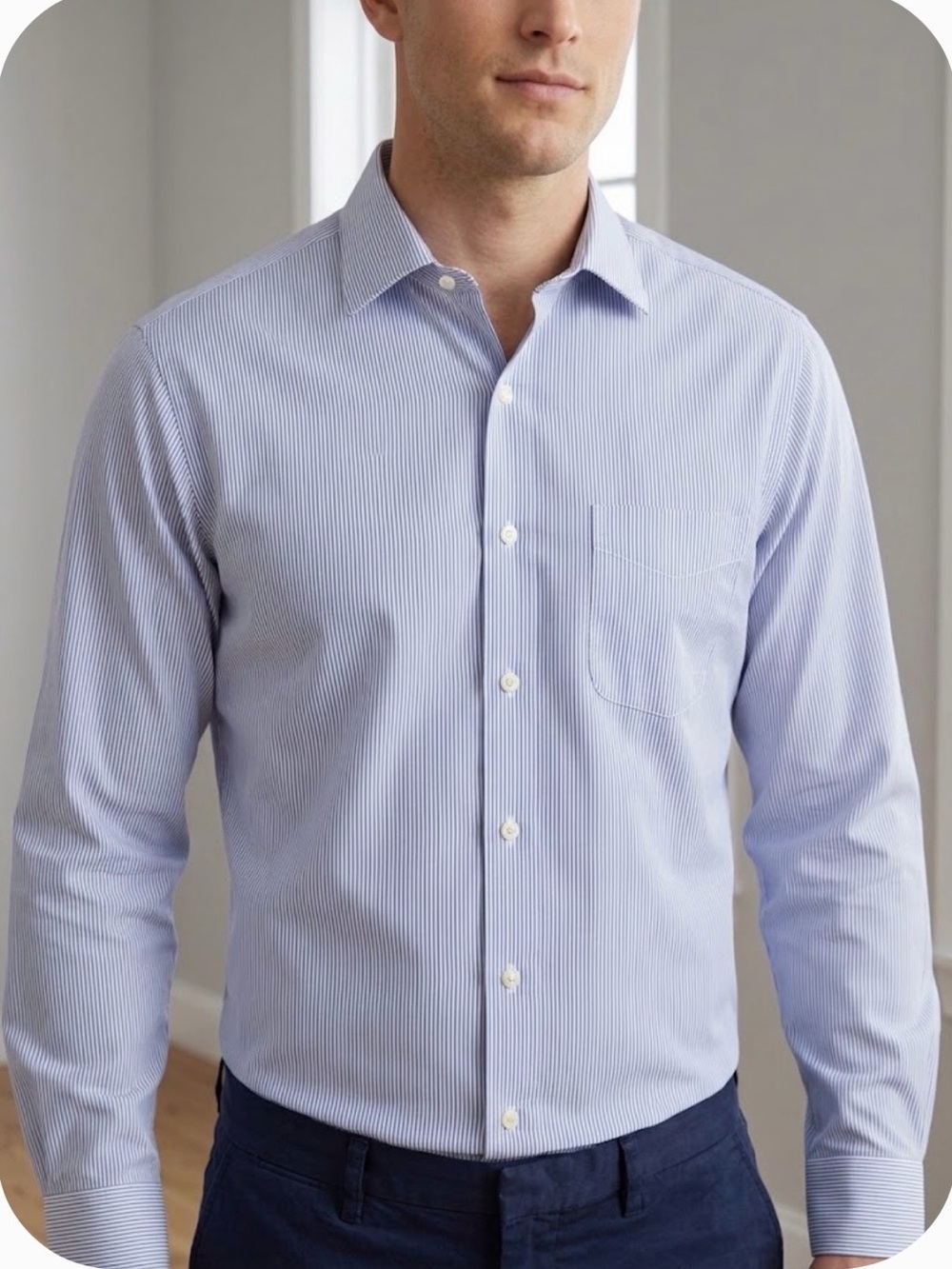 Lauren Ralph Lauren Blue Striped Dress Shirt Men's Size 16.5 32/33 (Classic Fit)